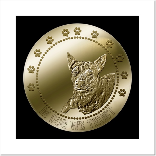 Funny Australian Cattle Dog Crypto Coin Art Wall Art by JollyMarten